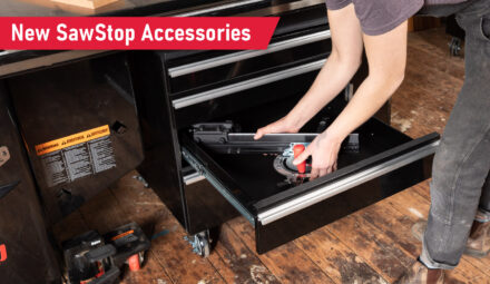 SawStop Launches New Premium Miter Gauges and Under Table Cabinets