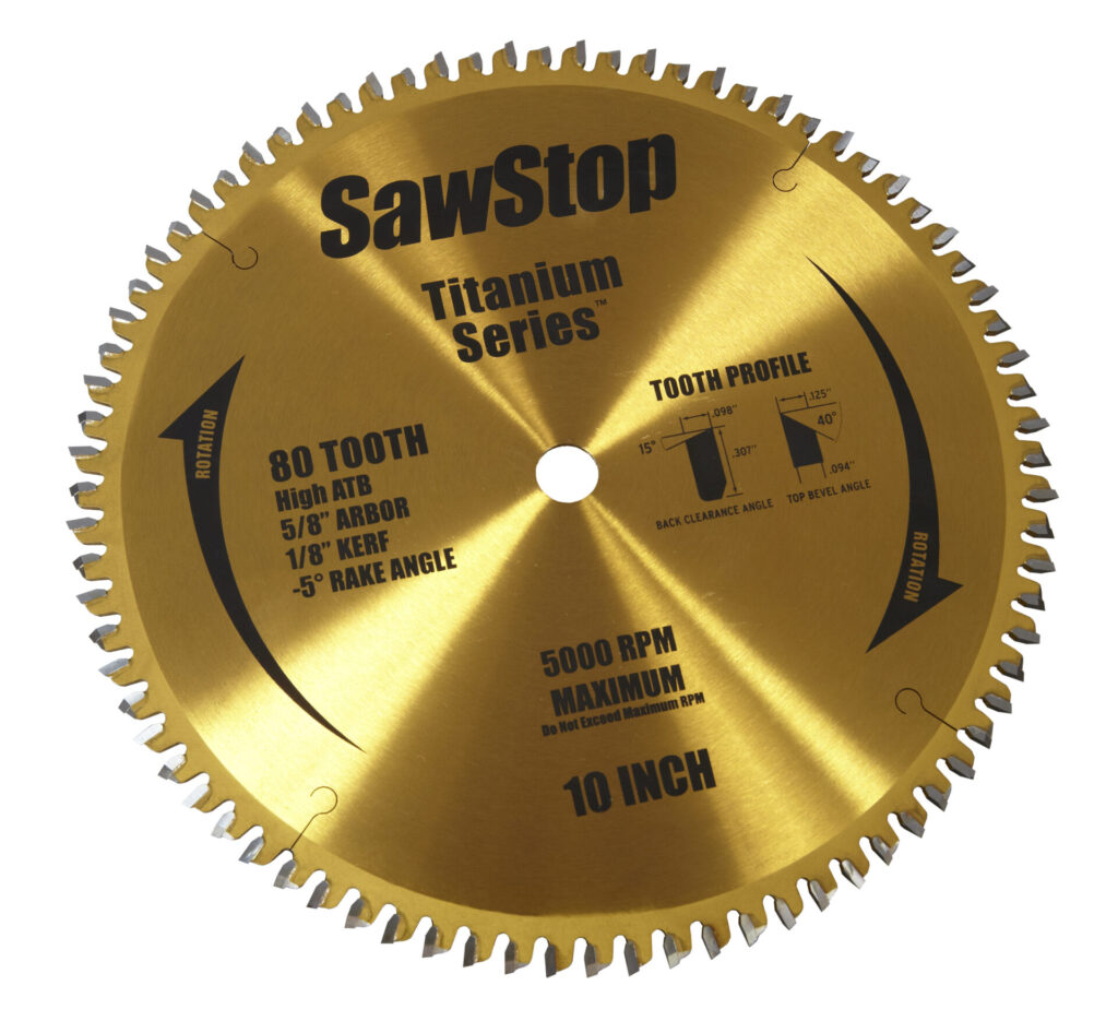 SawStop 80-tooth Titanium plywood/melamine blade