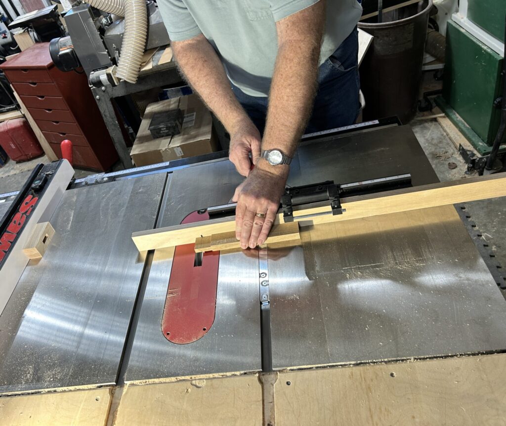 Cutting the tenon on the handle blank