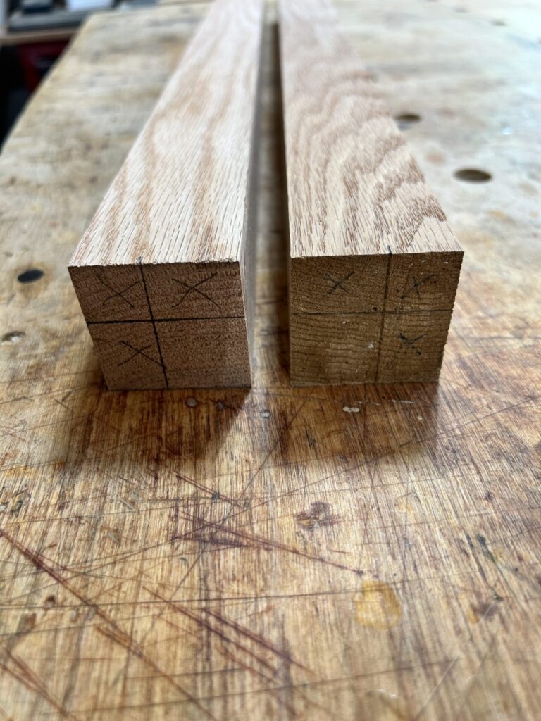 Table legs with bottom dimensions laid out